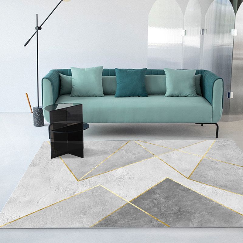 Modern Graphic Pattern Rug Polyester Area Carpet Stain Resistant Indoor Rug for Living Room