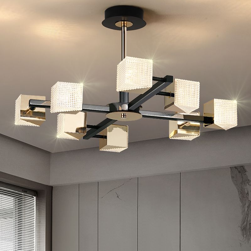 Modern Cube Chandelier Metal Black Multi Light Chandelier Pendant for Dining Room