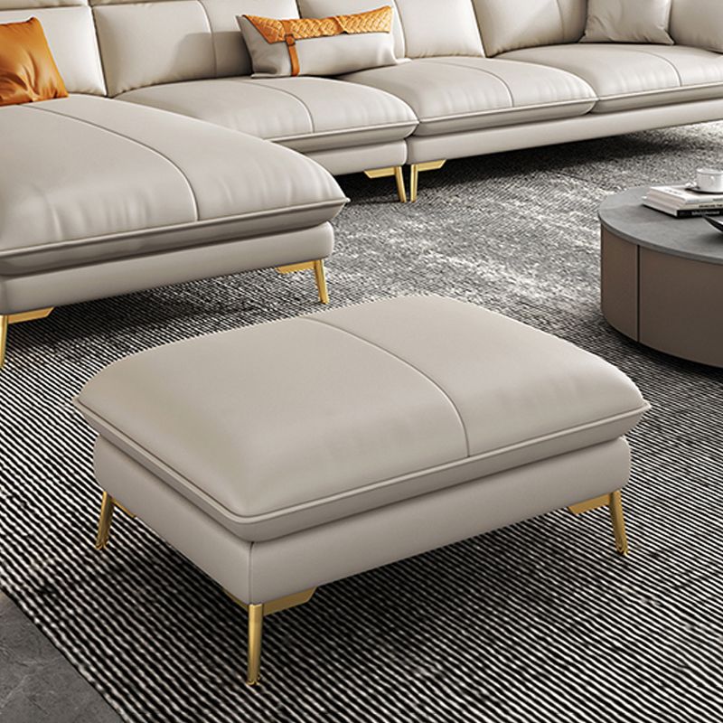 Genuine Leather Sectional Sofa 37.4" High Cream  Sofa with Cushion Back