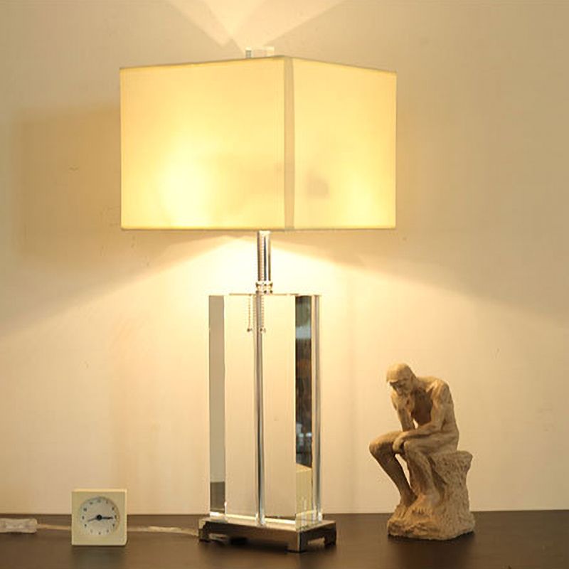 Lécher de bureau ombré Tissu moderne 2 ampoules de 10,5 "/ 13" de large lampe à table blanche avec chaîne de traction