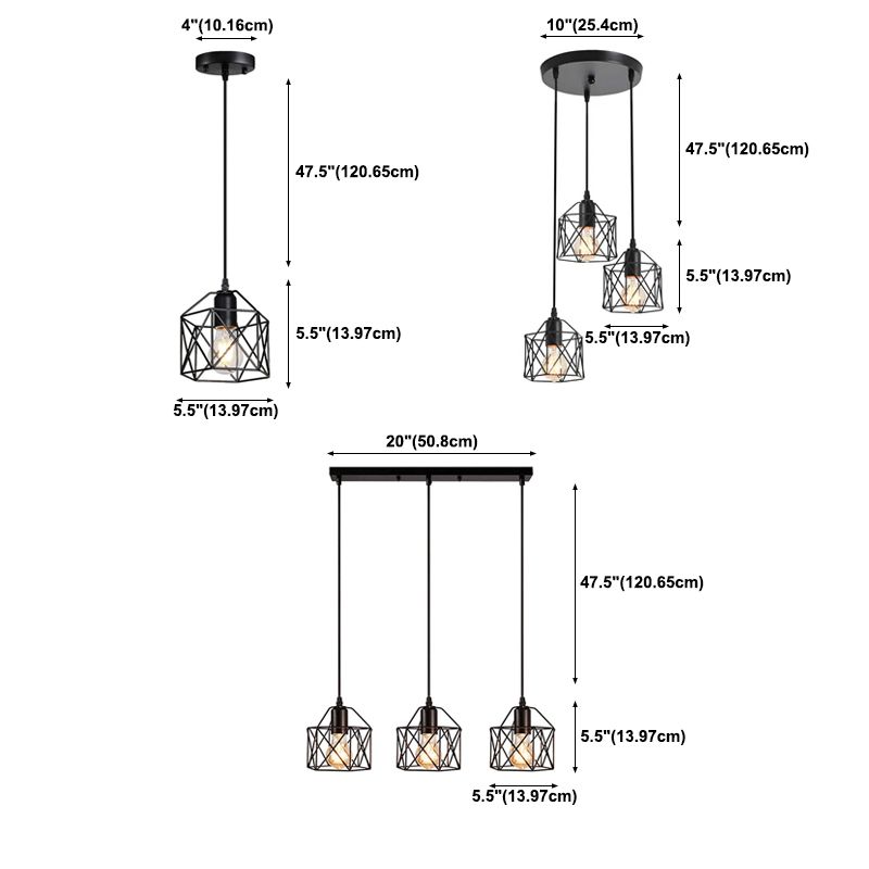 Forme de géométrie en métal Lumières suspendues industrielles multiples liminaires de support de suspension légers