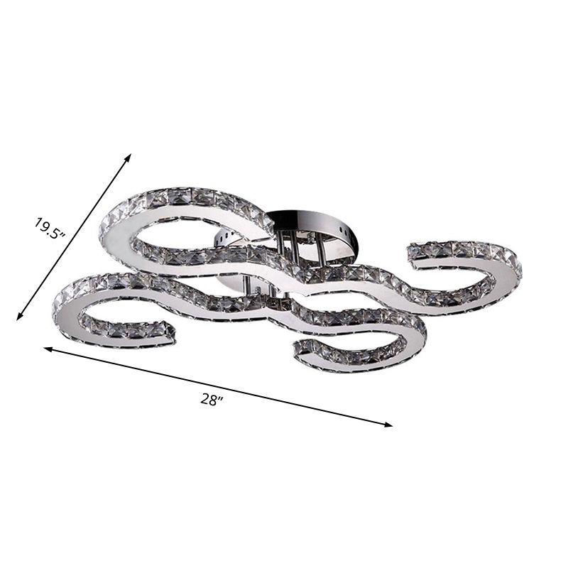 Crystal a soffitto curvo contemporaneo Crystal e metallo caldo/bianco/3 a colori Luce di applique in cromo per camera da letto