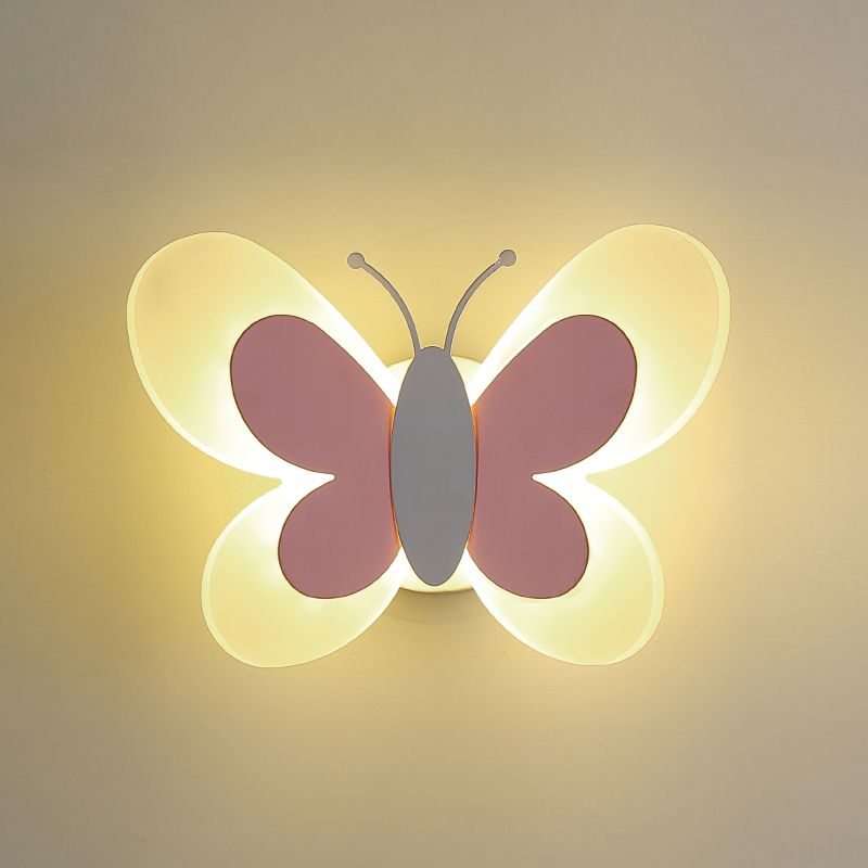 1 Light Butterfly Wall Sconce Modern Style Metal Wall Lighting for Bedroom