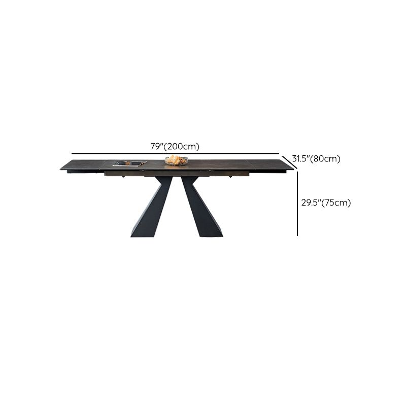 Modern Simple Dining Table Rectangle Dinner Table with Metal Base for Dining Room