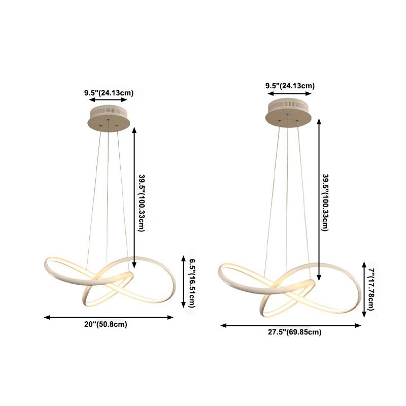 Acrylic Linear LED Hanging Lamp in Modern Simplicity Metal Pendant Light for Dining Room