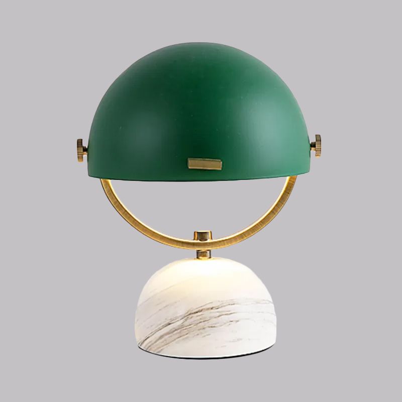 Black/Red Finish Domed Table Lamp Modern Style 1-Bulb Metal Table Light with Marble Base for Bedroom