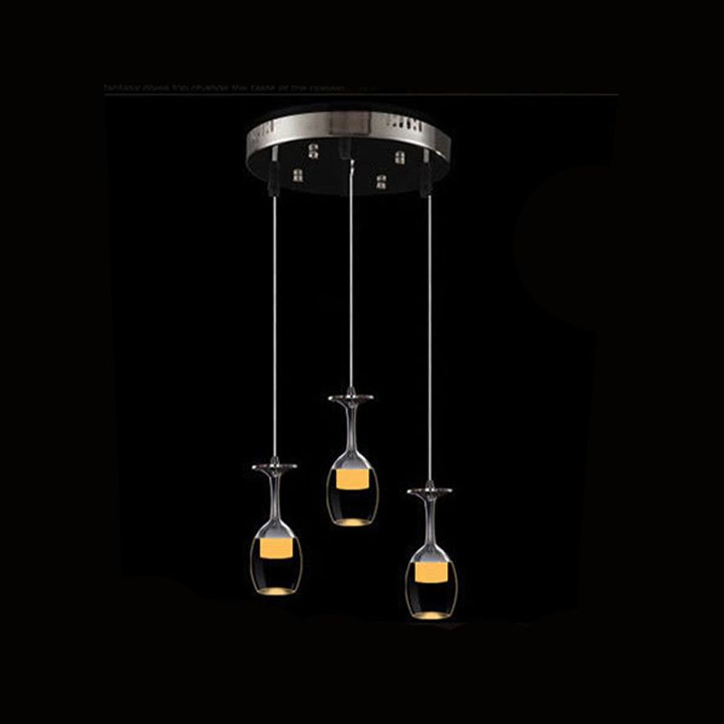 Stylish Wine Cup Pendant Light Acrylic Dining Room LED Suspension Light in Chrome