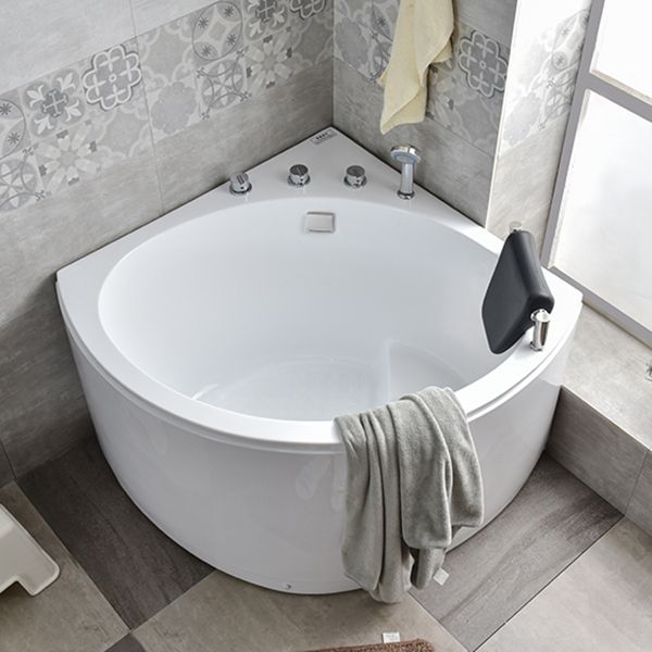 Corner Acrylic Bathtub Soaking White Modern Back to Wall Bath