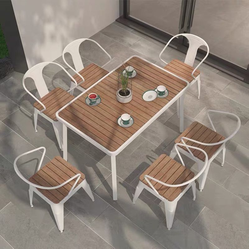 Industrial Metal Outdoors Dining Chairs Open Back Patio Arm Chair