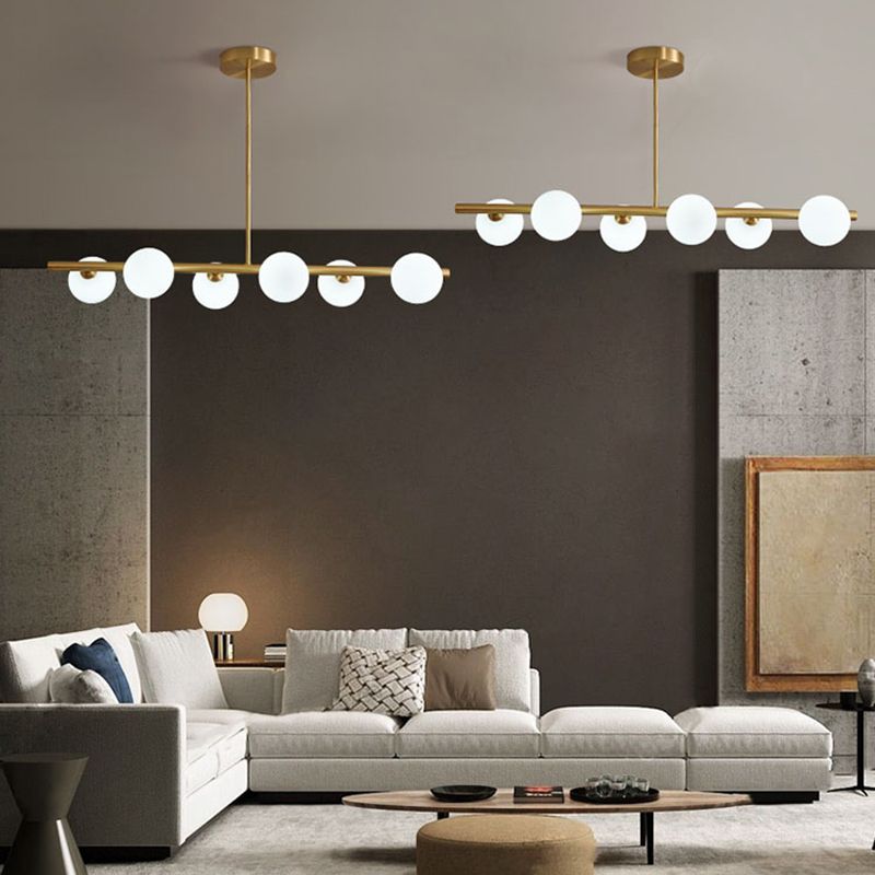 Modern Style Spherical Shape Island Lights Glass Island Lighting in Gold