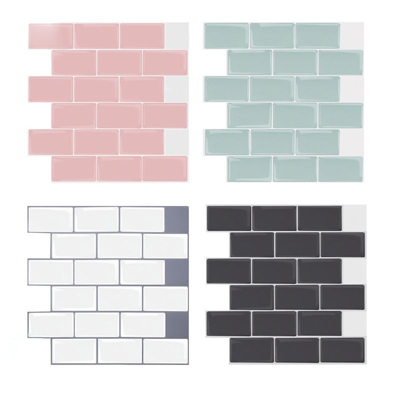 Plain Peel & Stick Tile Scratch Resistant Plastic Peel and Stick Subway Tile for Shower