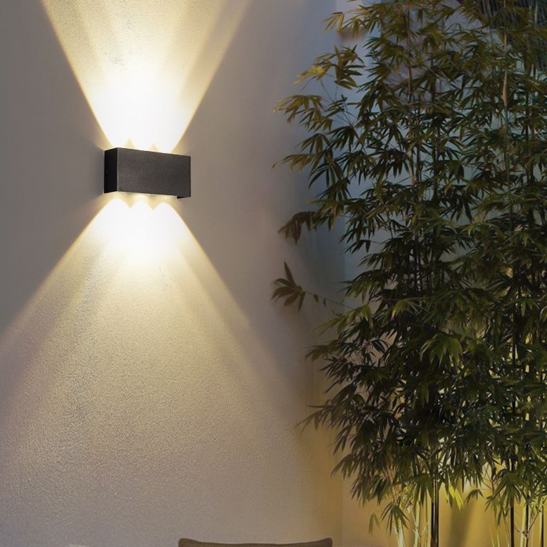 Lámpara de pared LED rectangular negra en moderna luz de pared impermeable de aluminio creativo