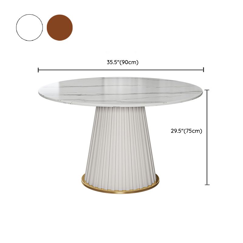 Sintered Stone Dining Table Set 1/3/5/7 Pieces Round Dining Table Faux Leather Chairs