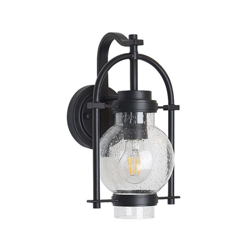 Industrial Glass Wall Light 13" High Wall Sconce in Black for Outdoors
