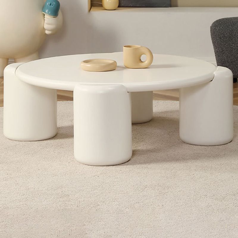 Round Engineered Wood Coffee Table Modern 4 Legs Cocktail Table