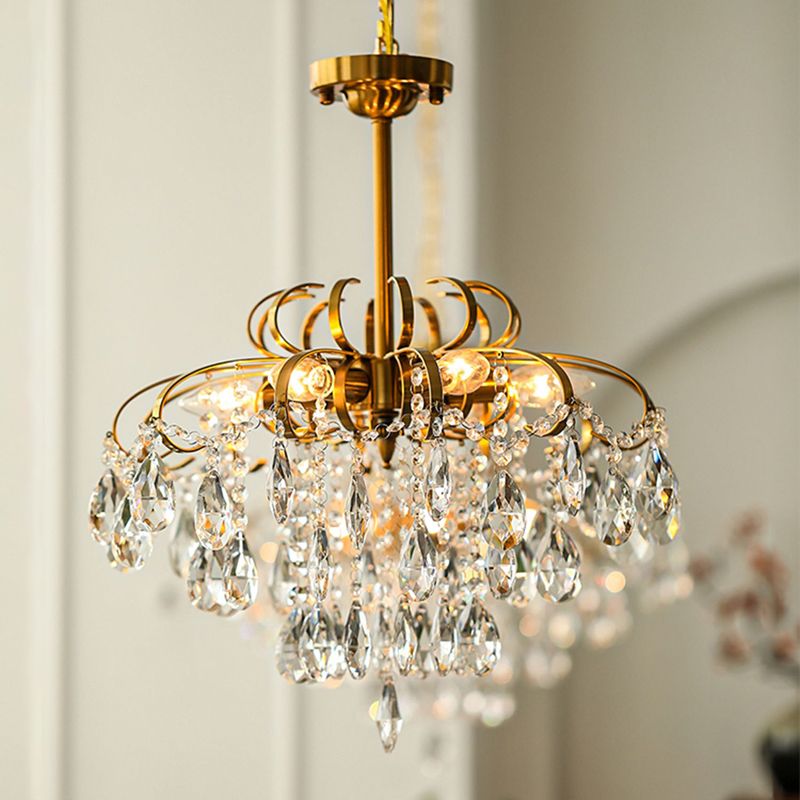 Traditional Crystal Chandelier Multi-Lights Bedroom Pendant Lamp (Without Hanging Chains)