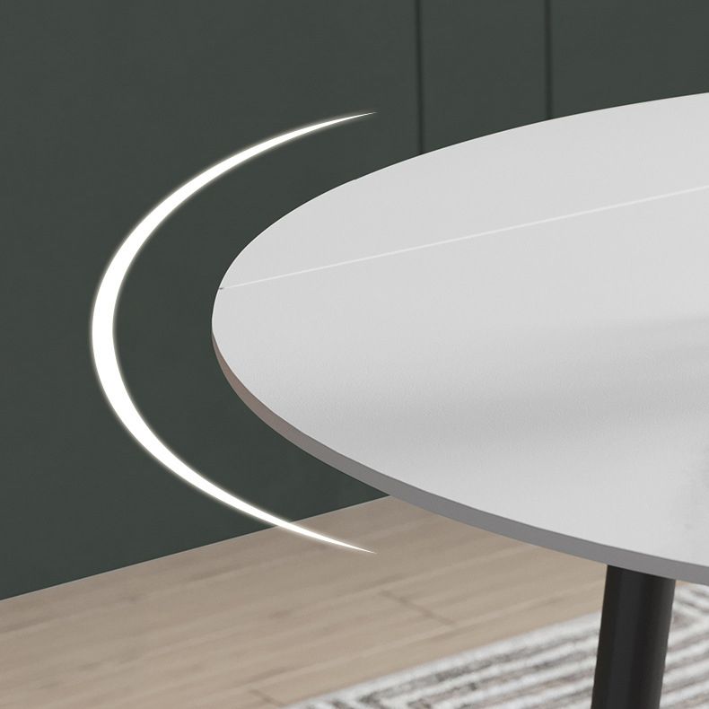 Modern Round Dining Table Sintered Stone Dining Table with 4 Black Legs for Home Kitchen Dinner