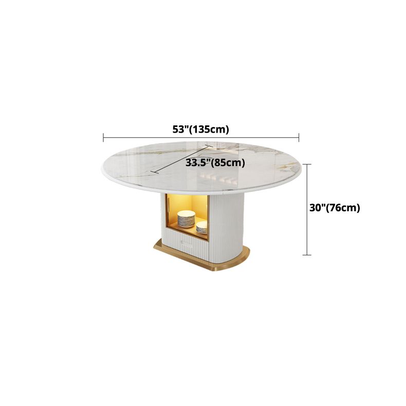 Mesa de comedor de pedestal redondo mesa de comedor de lujo tradicional con Draswer