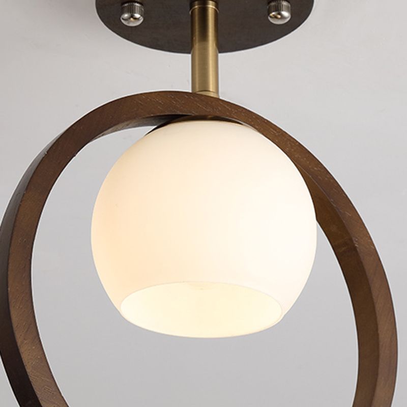 Wood Flush Mount Lighting Contemporary Globe Ceiling Light for Home