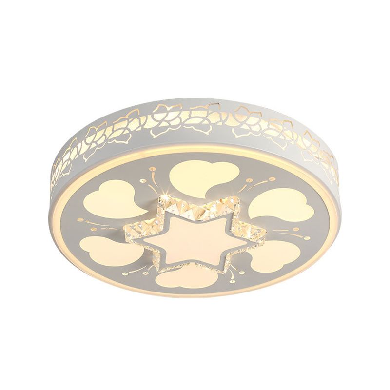 Plafonnier LED circulaire marron/blanc en acrylique et cristal, luminaire de plafond moderne en blanc/éclairage 3 couleurs pour chambre à coucher