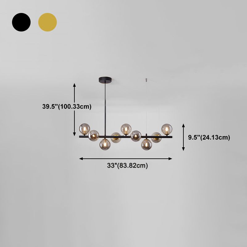 Modern Metal Island Lights Multi-Head Restaurant Hanging Pendant Lamps with Glass Shade