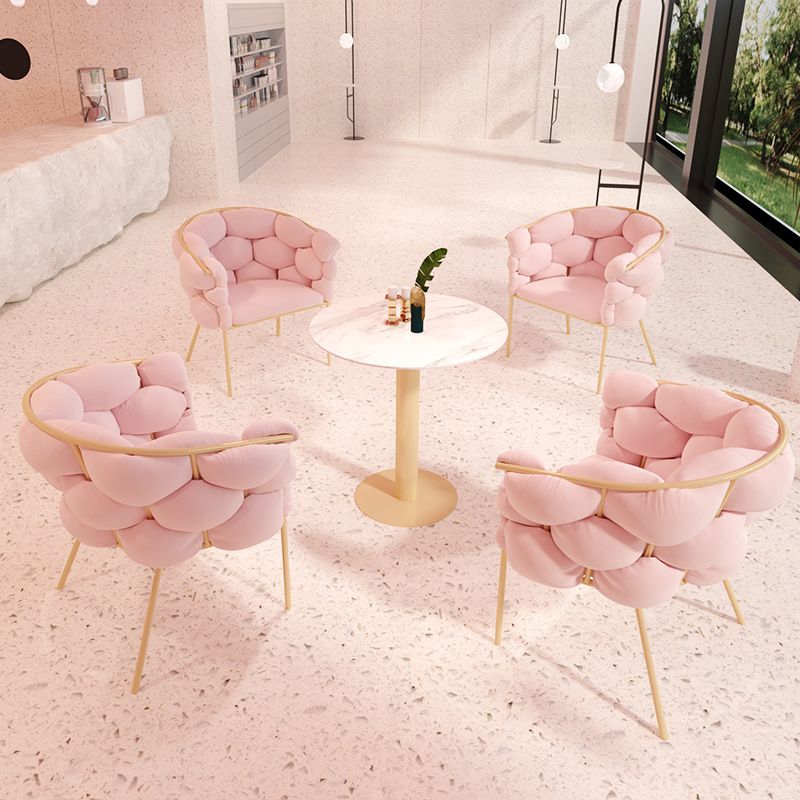 Glam Sintered Stone Dining Room Set with Round Table and Gold Leg Formal Dining Table Furniture