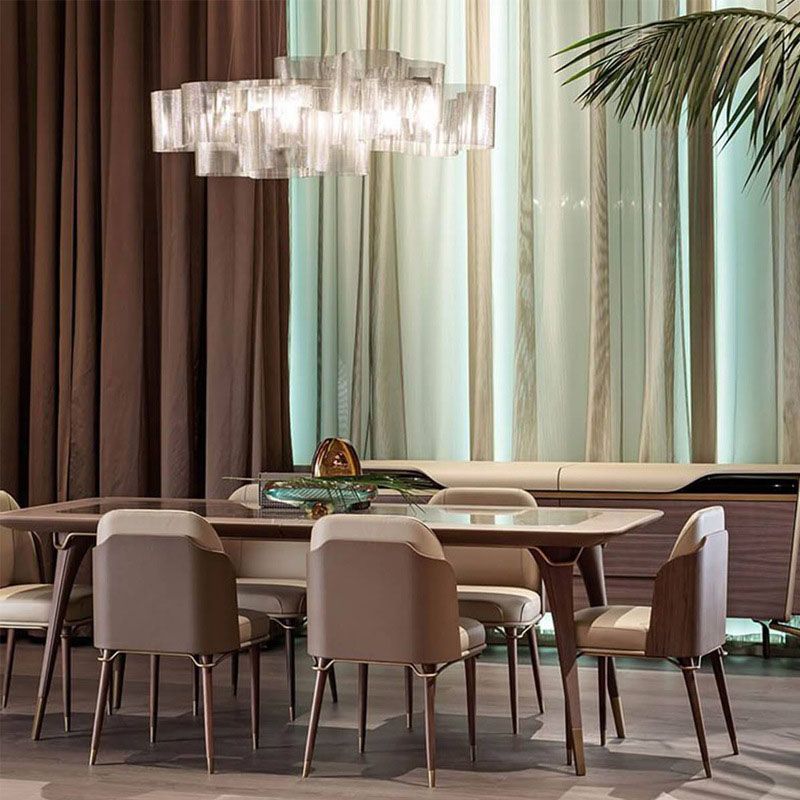 Scandinavian Style Leather Dining Chair for Home Armless Solid Back Chair