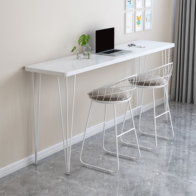 Modern Wood Rectangle Bar Table Metal Legs for Milk Tea Shop