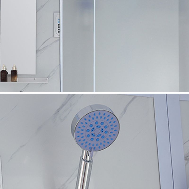 Frosted Tempered Glass Shower Kit with Ceiling and Back Wall Panel