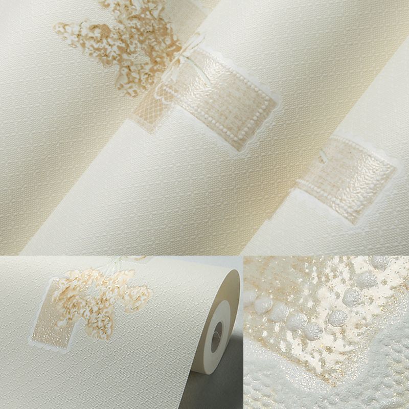 Papel tapiz con estampado floral, revestimiento de paredes estilo cabaña de color claro para sala de estar, 57,1 pies cuadrados