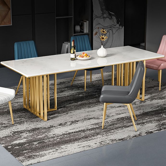 Metal Traditional Luxury Rectangle Table Sintered Stone Indoor Table for Kitchen and Dining Room