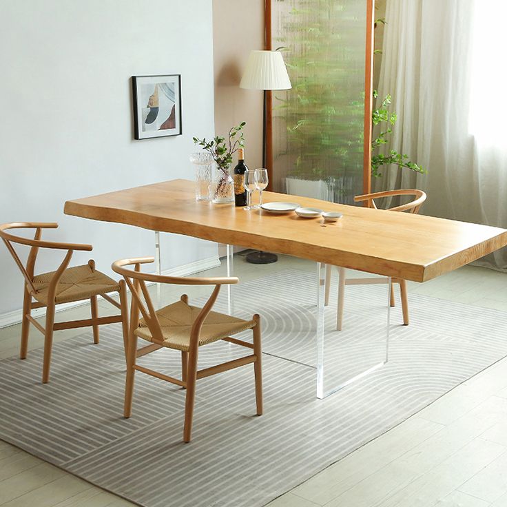 Modern 1/2/3/4 Pieces Rectangle Dining Set Solid Wood Dining Table with Chairs