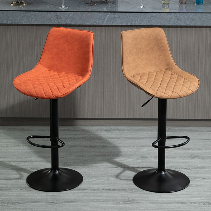 Industrial Bar and Counter Stool Adjustable Height Stool with Pedestal Base in Black