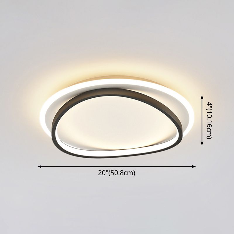 Modern Minimalist Double Round Flush Mount Light Metal LED Bedroom Flush Ceiling Light