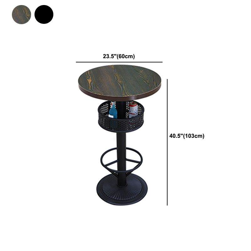 Industrial Wood Top Bistro Table Matte Finish Bar Table for Small Places