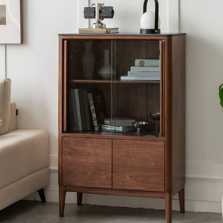 Mid-Century Modern Square Living Room Accent Cabinet with Doors