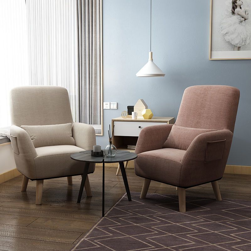 Contemporary Accent Armchair Modern Cotton Blend Accent Chair with Pillow