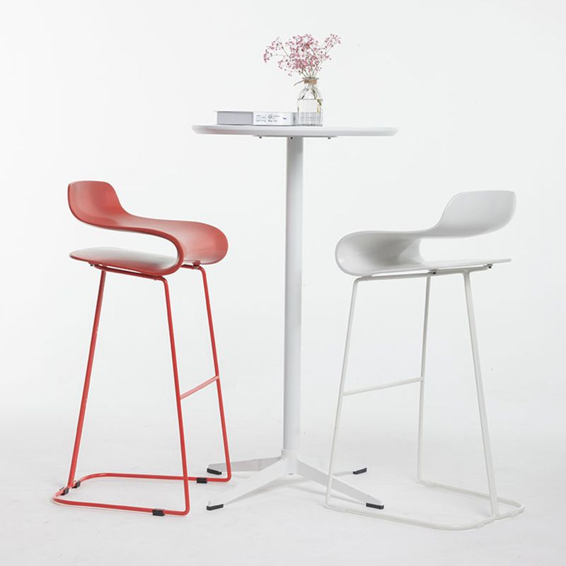 Nordic Stainless Steel Simple Barstool Low Back Indoor Tall Stool with Plastic Seat