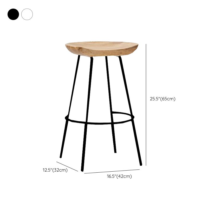 Contemporary Solid Wood Counter Stool Saddle Seat Living Room Bar Stool