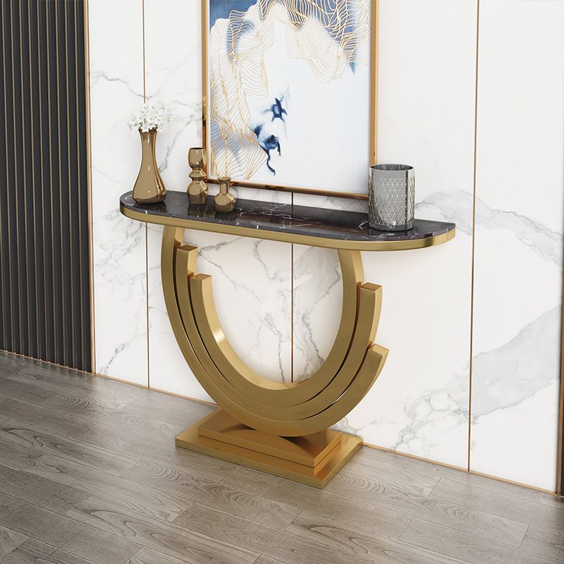 Glam Golden Console Table Marble Stain Resistant Console Sofa Table for Hall