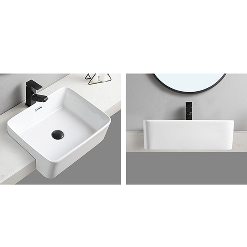 Modern Bathroom Sink Rectangular Vessel Lavatory Sink in White(Not Included Faucet)