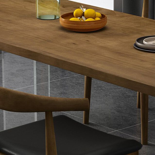 Modern Rectangle Dinette Set 1/4/5 Pieces Brown Pine Wood Dining Table Set