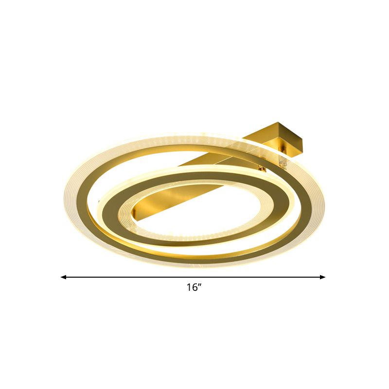 Metall Dual Ring Flush Lamp Einfachheit LED Deckenleuchte Licht in Gold für Schlafzimmer, 16 "/19.5" W