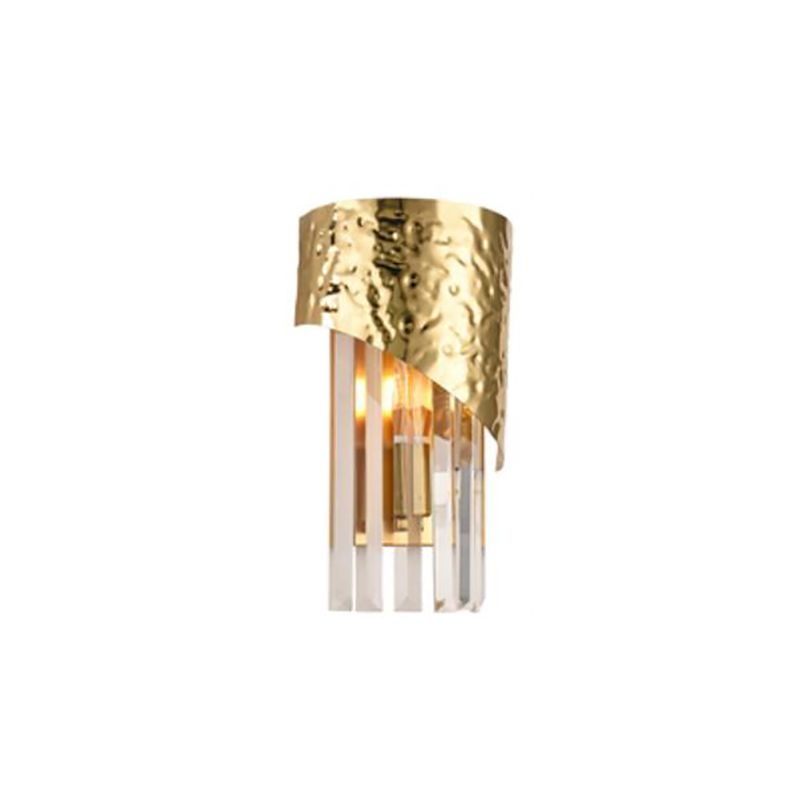 Gouden metalen wandwandcilinder moderne stijl cilinders sconce licht met kristalblok voor woonkamer