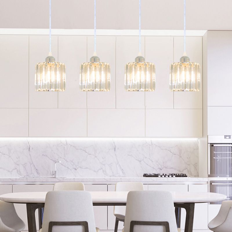 Modern Style Cylindrical Shape Hanging Light Crystal Multi Light Hanging Lamp for Bedroom