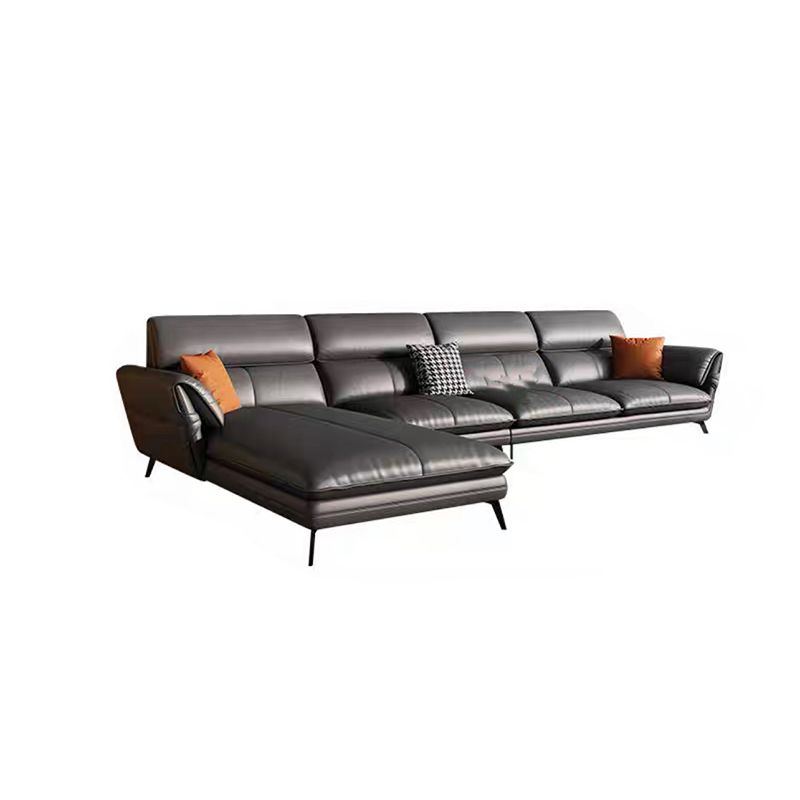 Contemporary Genuine Leather Living Room Pillow Top Arm Seating