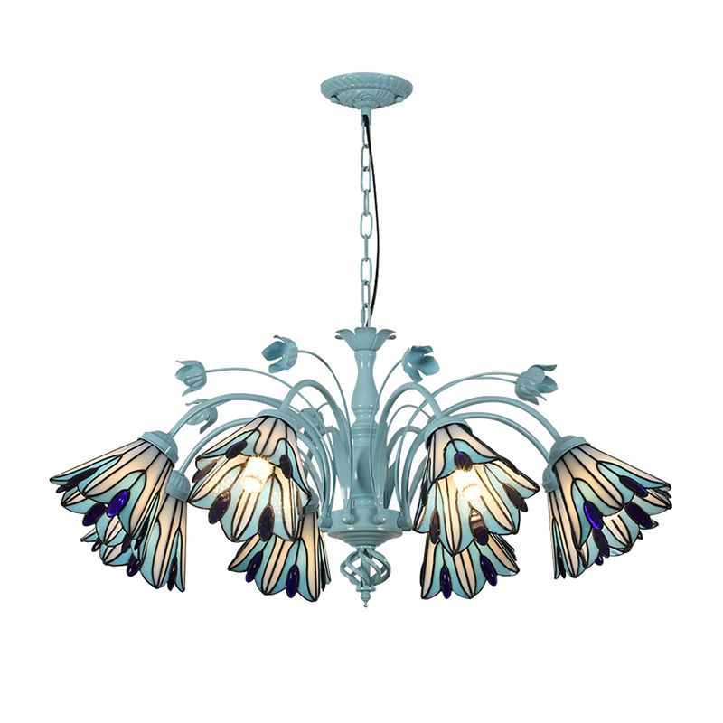 Pendant Conical Chandelier Lumière 3/6/8 LUMIÈRES TOLÉS VOIE BAROQUE MOTE DE LAMPE PROSIBLE EN BLEU / BLEU DARK POUR LE SOIR