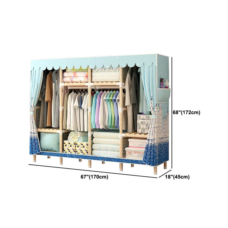 Contemporary Style Wardrobe Solid Wood Wardrobe Closet with Legs
