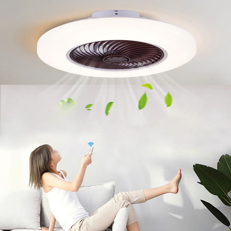 Acryl weiße LED -Deckenventilator Licht im modernen prägnanten Stil Eisen kreisförmiger Flush -Mount für Schlafzimmer