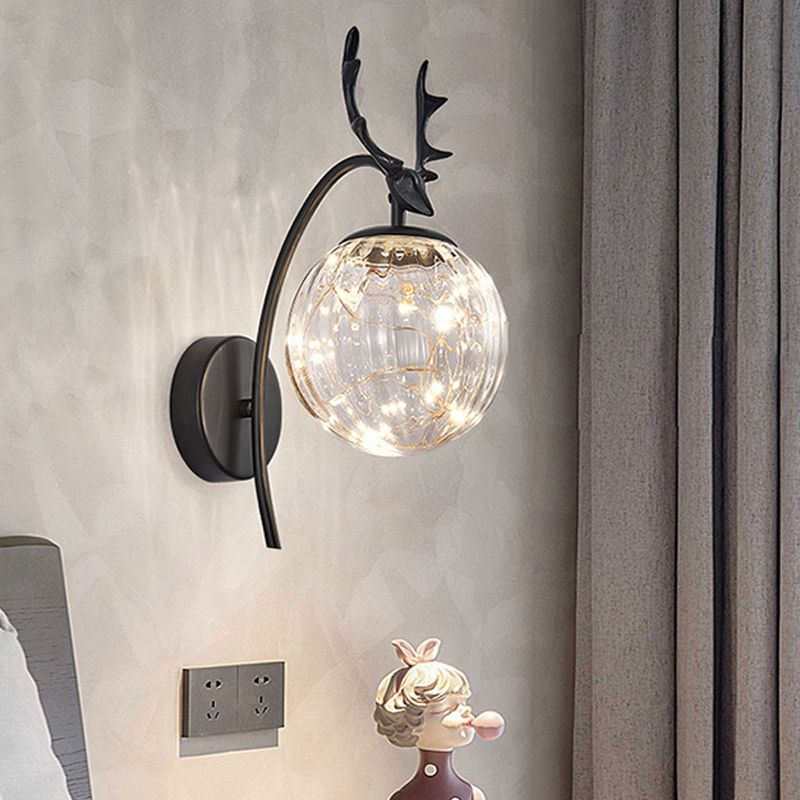 1 Light Spherical Wall Sconce Modern Style Glass Wall Lighting for Restaurant